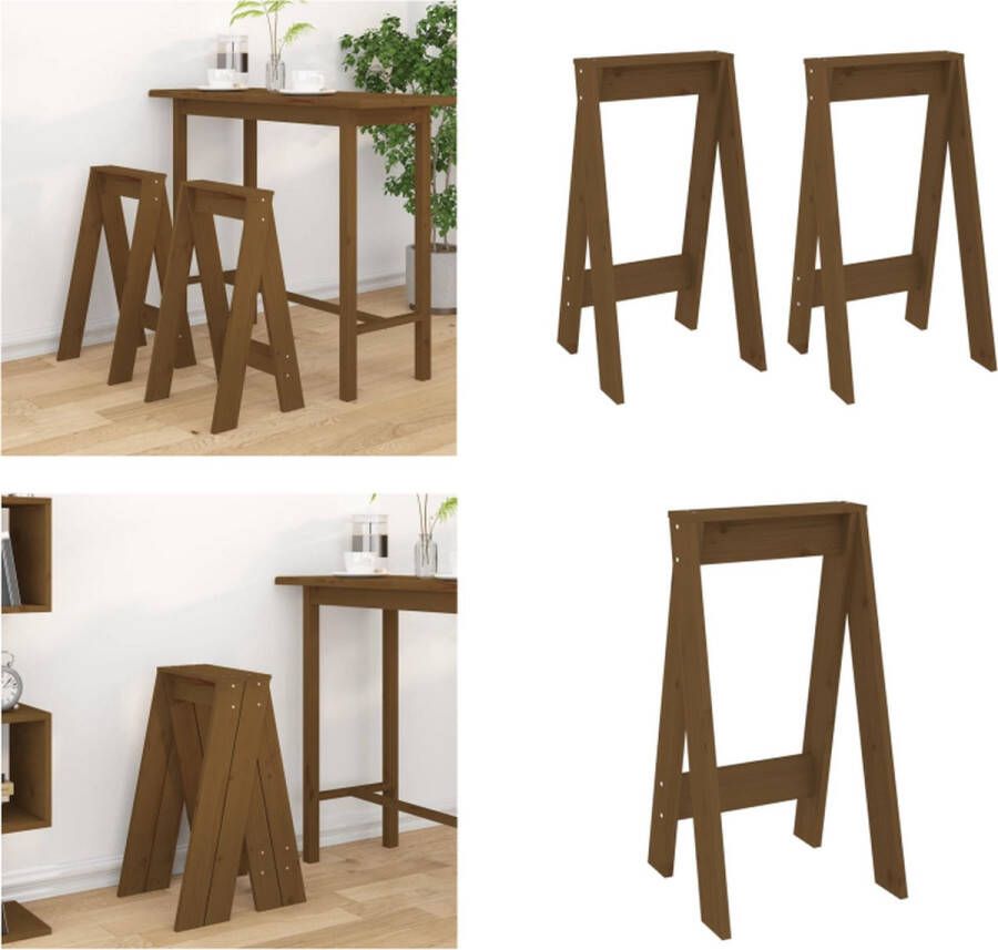 VidaXL Krukken 2 st 40x40x75 cm massief grenenhout honingbruin Kruk. Krukken Krukje Stoel Keukenkruk