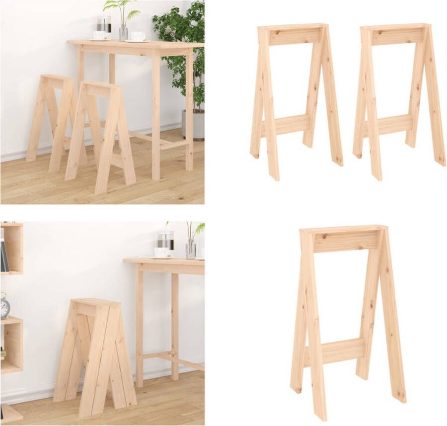 VidaXL Krukken 2 st 40x40x75 cm massief grenenhout Kruk. Krukken Krukje Stoel Keukenkruk