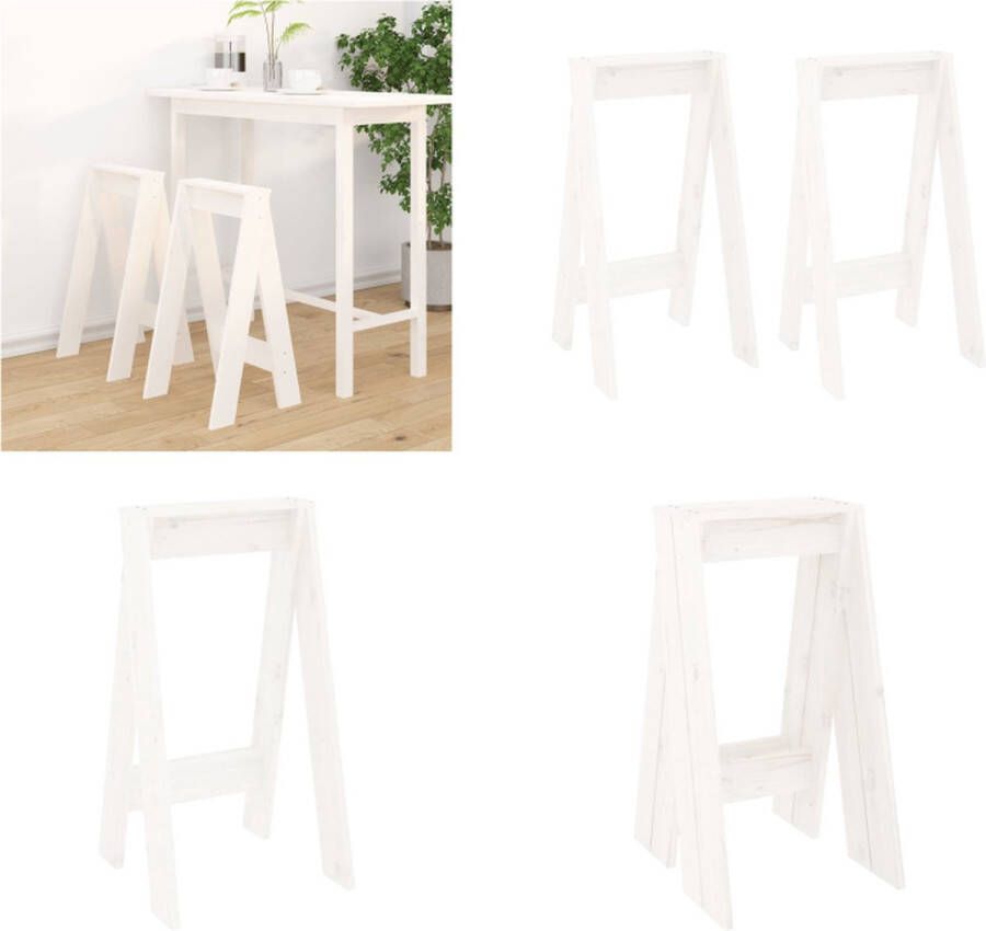 VidaXL Krukken 2 st 40x40x75 cm massief grenenhout wit Kruk. Krukken Krukje Stoel Keukenkruk