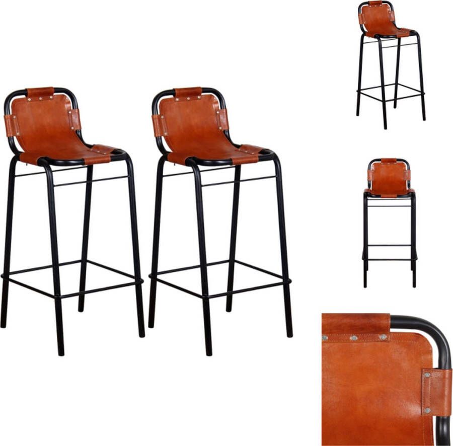 VidaXL Barkruk Barkrukken Aanrecht Stoelen Keukenstoelen Barkrukken 2 st echt leer