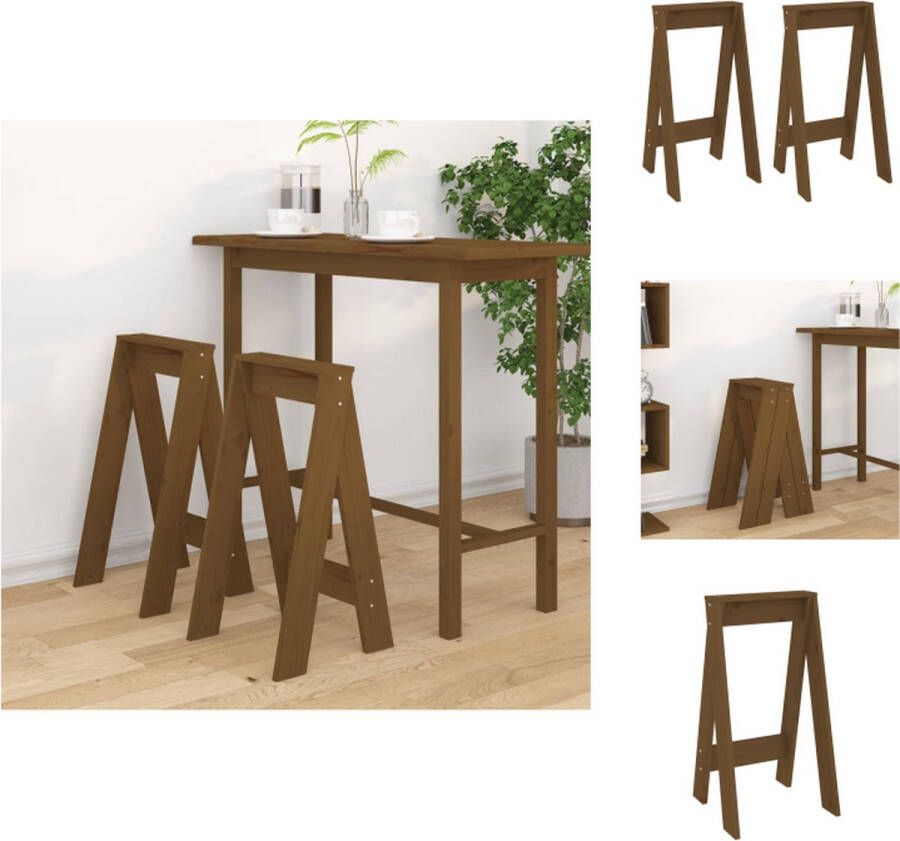 VidaXL Kruk. Krukken Krukje Stoel Keukenkruk Krukken 2 st 40x40x75 cm massief grenenhout honingbruin - Foto 2