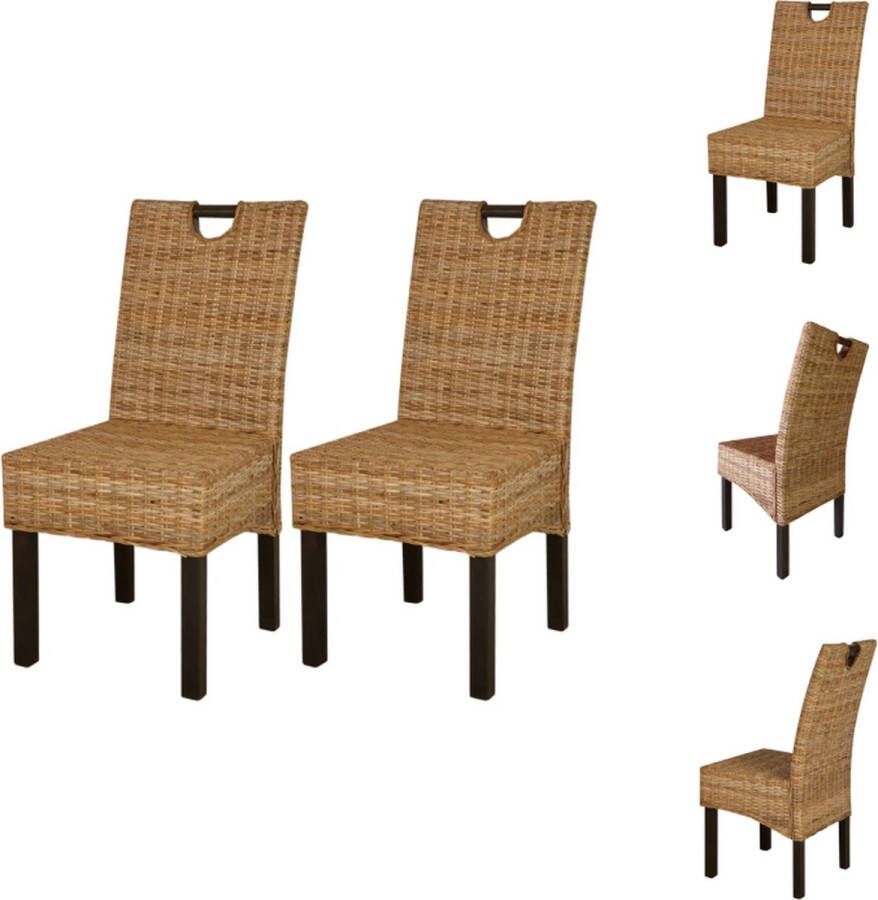 VidaXL Kubu Rattan Eetkamerstoelen 46 x 57 x 96 cm Natuurlijke Rattan Mangohout Handgemaakt Eetkamerstoel