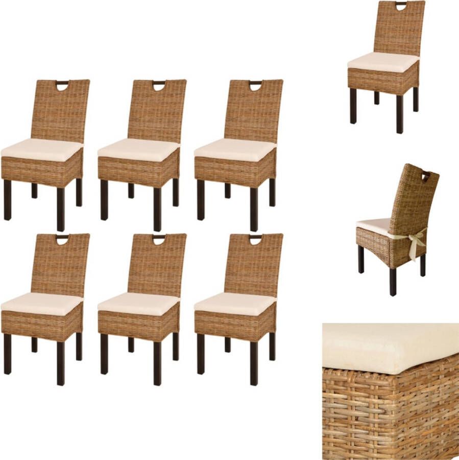 VidaXL Kubu Rattan Eetkamerstoelen 46x57x96 cm Natuurlijke rattan kleur Handgemaakt Eetkamerstoel