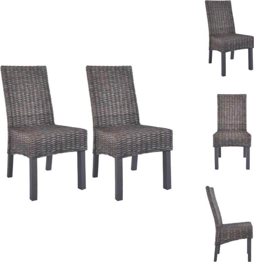 VidaXL Kubu Rattan Eetkamerstoelen 46x61x93 cm Bruin-Greywash Eetkamerstoel