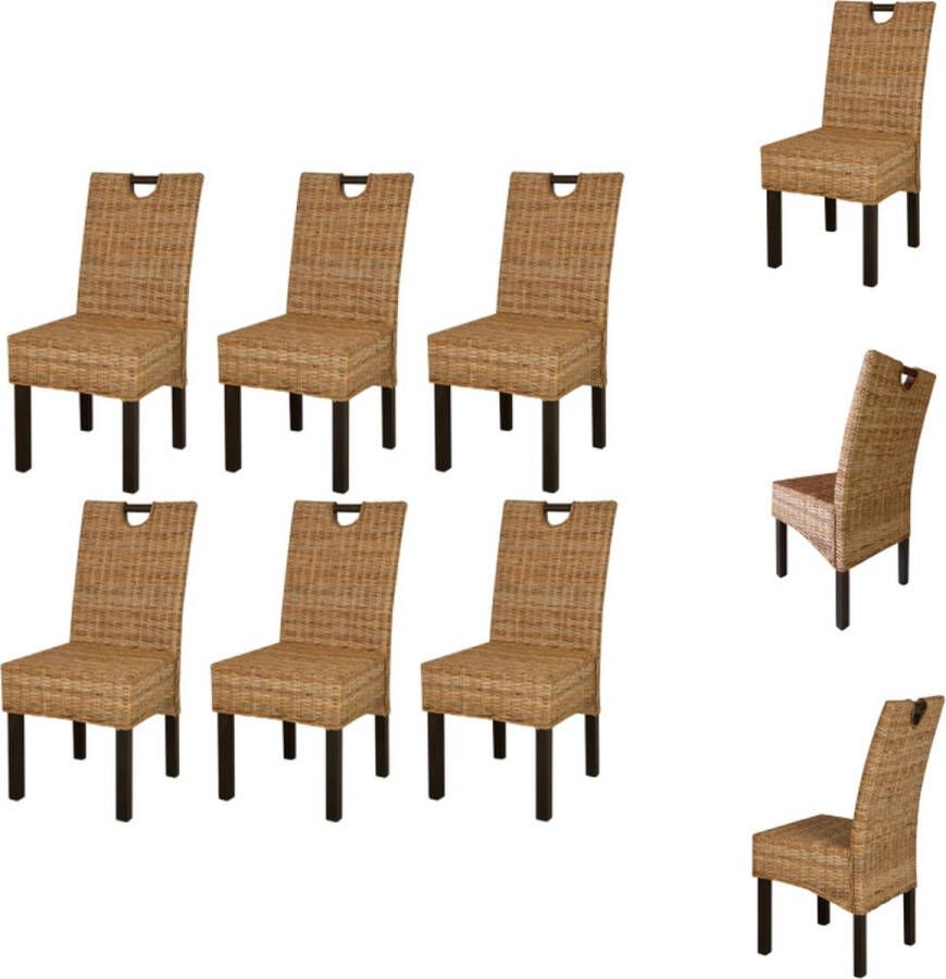 VidaXL Kubu Rattan Eetkamerstoelen Natuurlijke Rattan Kleur 46 x 57 x 96 cm Handgemaakt Eetkamerstoel