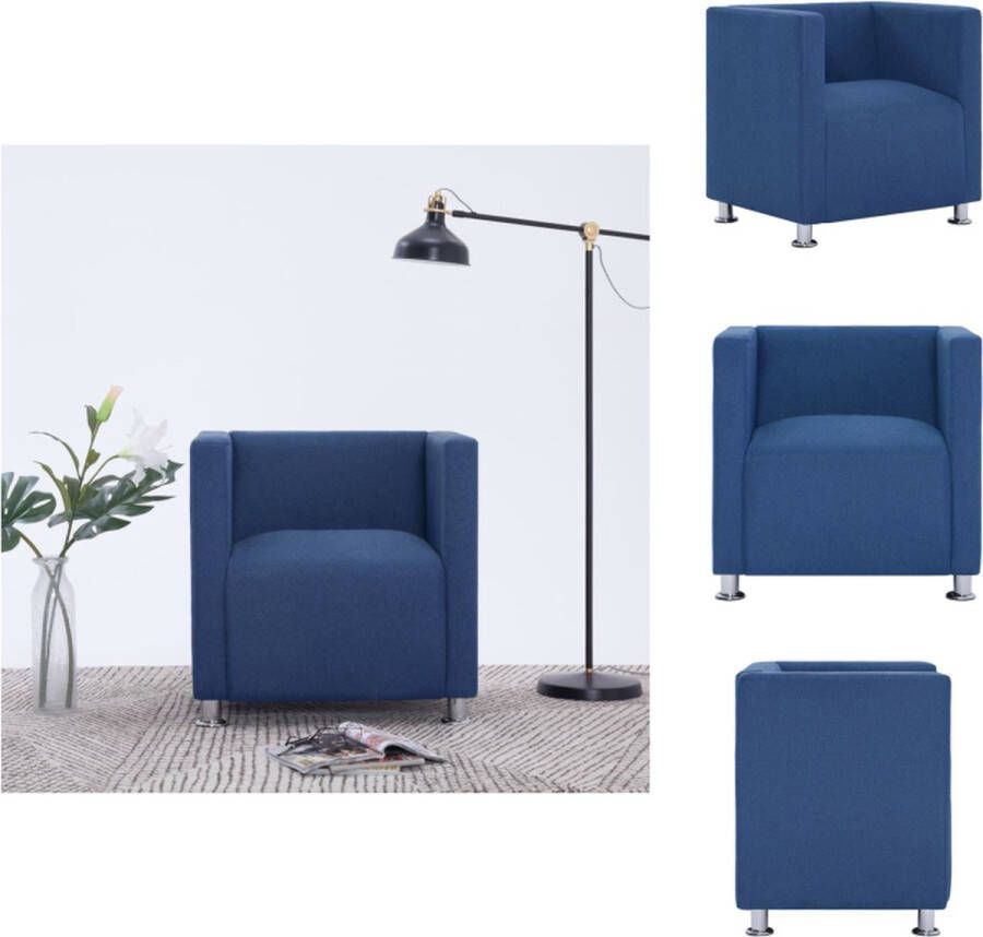 vidaXL Kubus Fauteuil Blauw 69x54x71cm Polyester bekleding Fauteuil