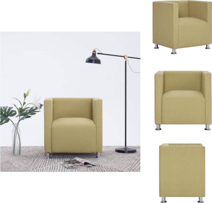 vidaXL Kubus Fauteuil Groen Polyester 69x54x71 cm Ergonomisch Design Fauteuil