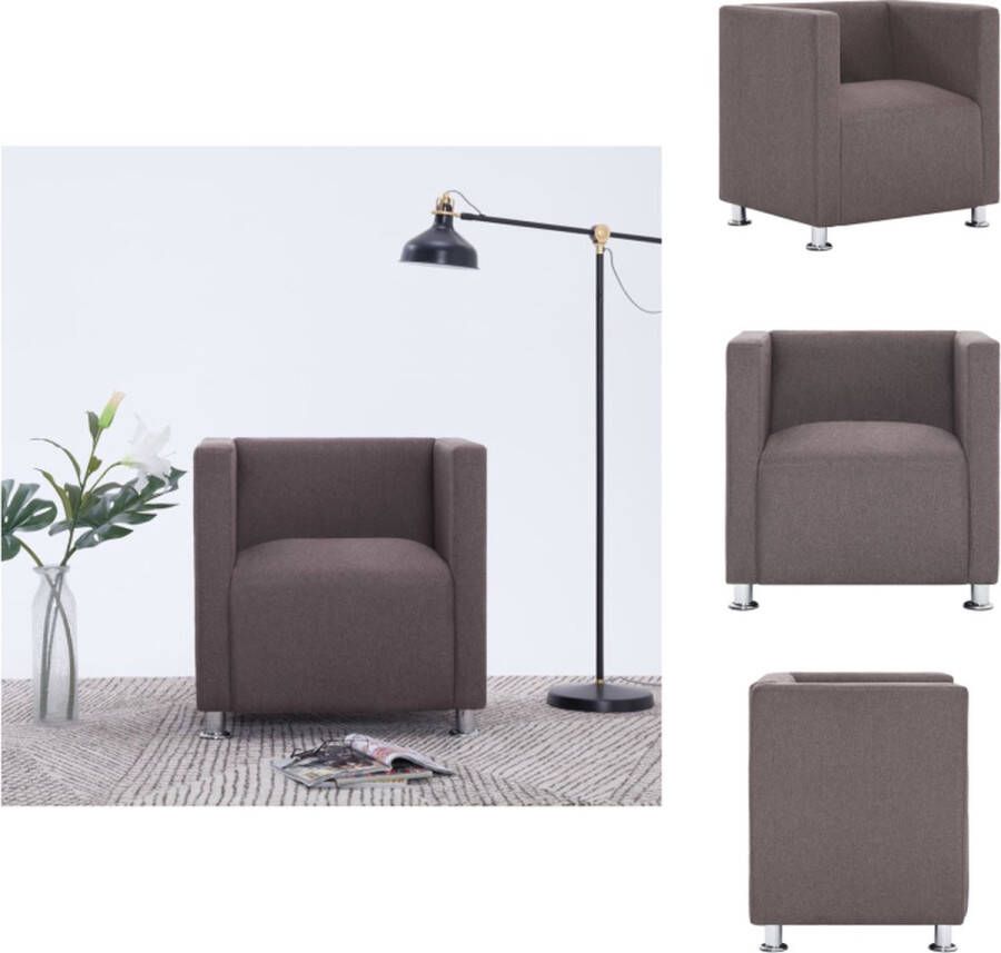 VidaXL Kubus Fauteuil Polyester bekleding Houten frame Verchroomde poten Taupe 69 x 54 x 71 cm Fauteuil