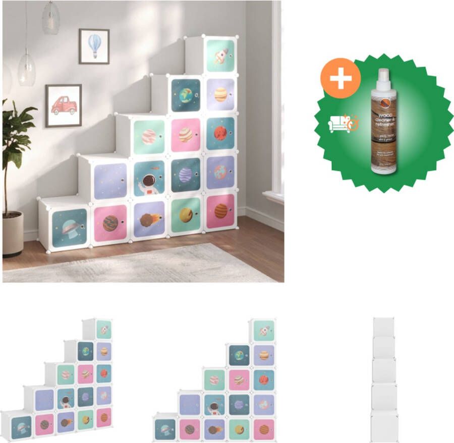 VidaXL kubusopbergkast Kindermeubel Polypropeen Stevig en stabiel Lichtgewicht Ruimtebesparend Georganiseerde opbergruimte Kleurrijk Draagvermogen 10 kg Schoenenkast Inclusief Houtreiniger en verfrisser