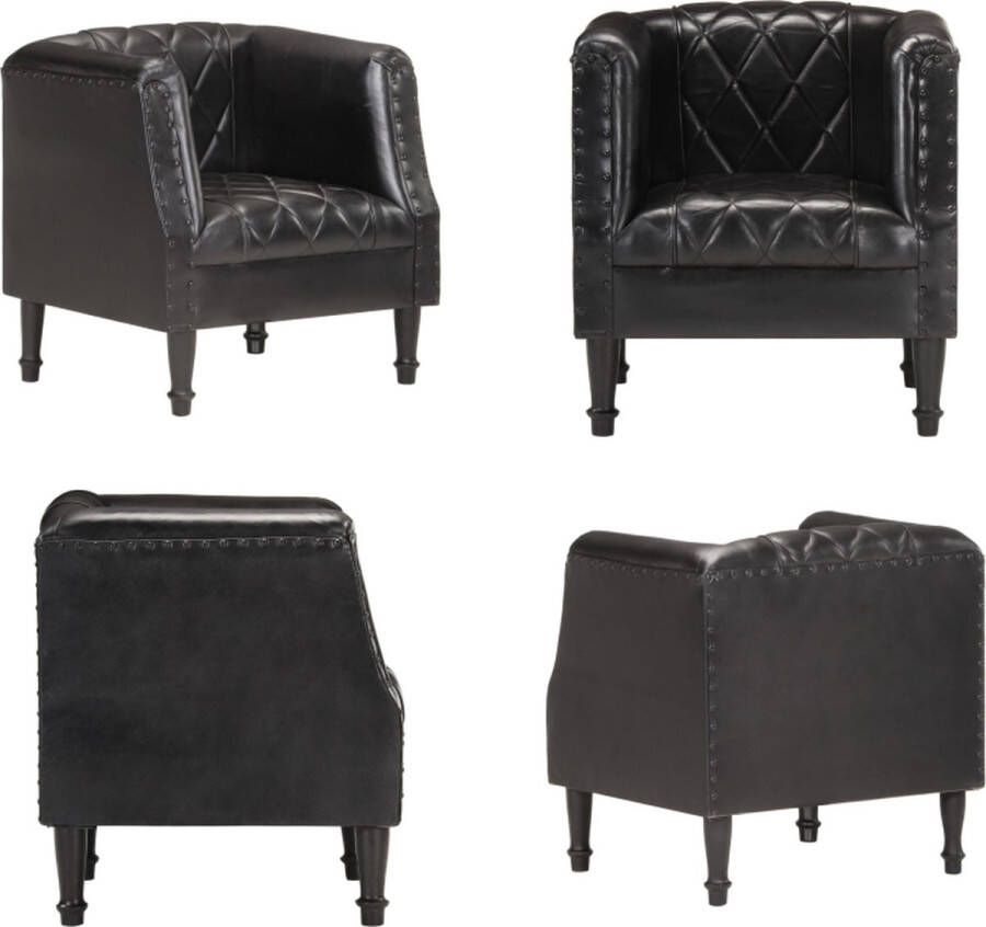 VidaXL Kuipstoel echt geitenleer zwart Kuipstoel Kuipstoelen Fauteuils - Foto 2