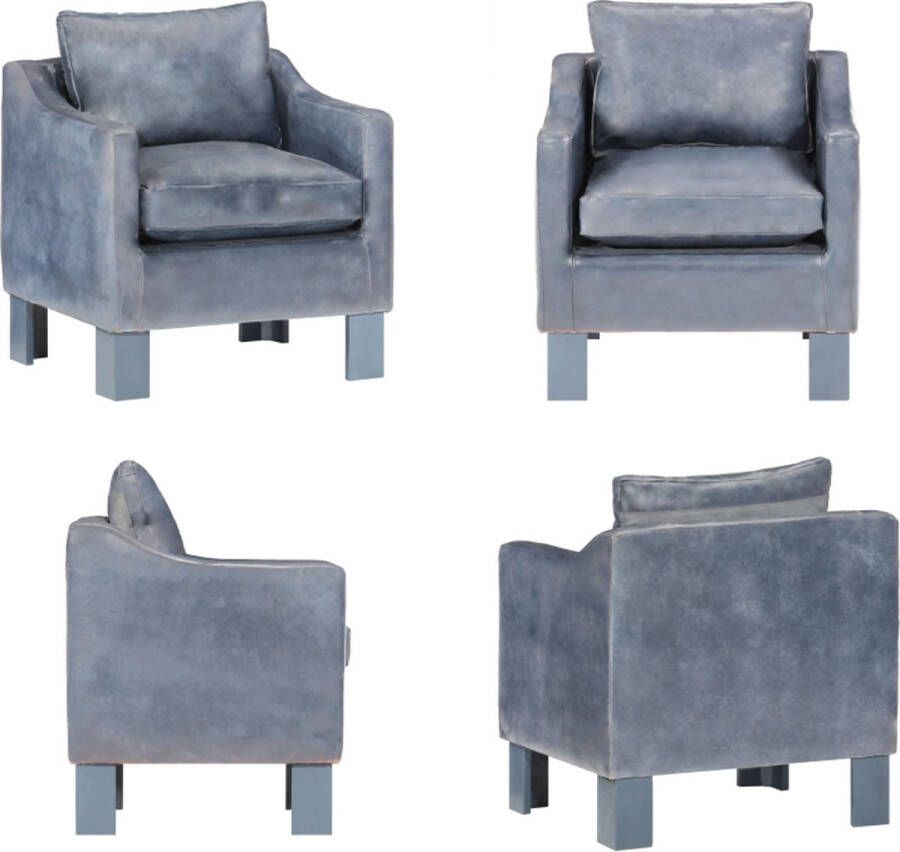 VidaXL Kuipstoel echt leer grijs Fauteuil Fauteuils Kuipstoel Kuipstoelen