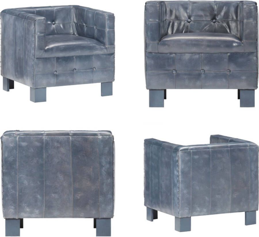 VidaXL Kuipstoel echt leer grijs Fauteuil Fauteuils Kuipstoel Kuipstoelen