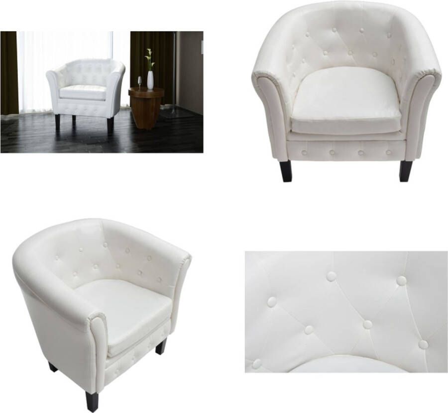 VidaXL Kuipstoel kunstleer wit Chesterfield Chesterfields Stoel Stoelen