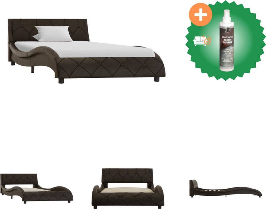 VidaXL Kunstleren Bedframe Grijs 225 x 100 x 57 cm Geschikt voor matras 90 x 200 cm Bed Inclusief Reiniger