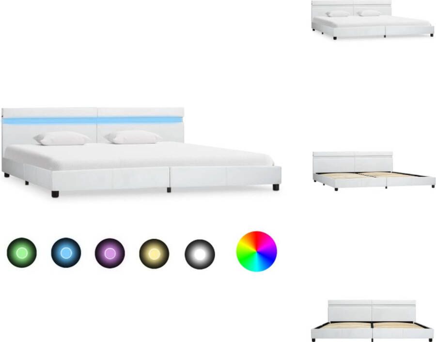 VidaXL Kunstleren Bedframe naam Bedframe 208 x 184 x 65 cm Met LED-strip Bed