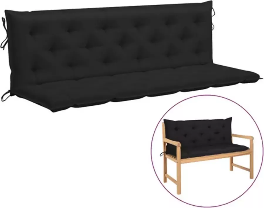 VidaXL Kussen voor schommelstoel 180 cm stof zwart - Foto 1