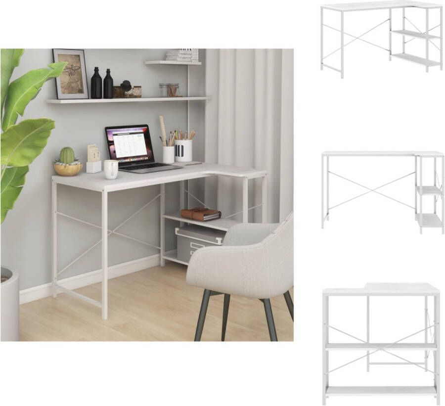 VidaXL Computertafel Computertafels Computerbureau Bureau Computerbureau 110x72x70 cm bewerkt hout wit