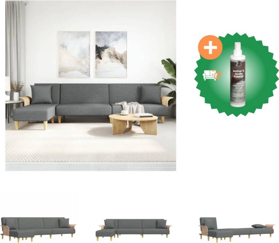 VidaXL L-vormige slaapbank donkergrijs 279 x 140 x 70 cm multifunctioneel Bank Inclusief Reiniger