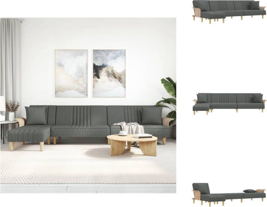 VidaXL -Slaapbank-L-vormig-279x140x70-cm-stof-donkergrijs