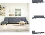 VidaXL L-vormige slaapbank donkergrijs fluweel 255 x 140 x 70 cm inclusief chaise longue Bank - Thumbnail 2