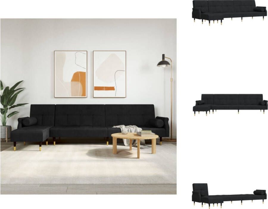 VidaXL L-vormige Slaapbank L-vormige Slaapbanken Slaapbank L-vormig 271x140x70 cm fluweel zwart