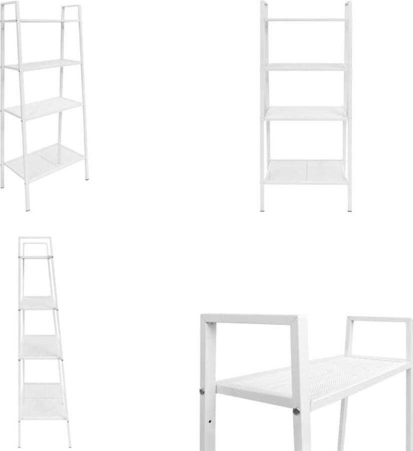 VidaXL Ladder boekenkast 4 schappen metaal wit Boekenkast Boekenkasten Kast Kasten