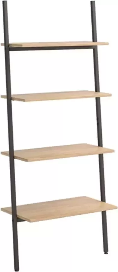 VidaXL -Ladderrek-met-4-schappen-64x34x150 5-cm-lichtbruin-en-zwart - Foto 3