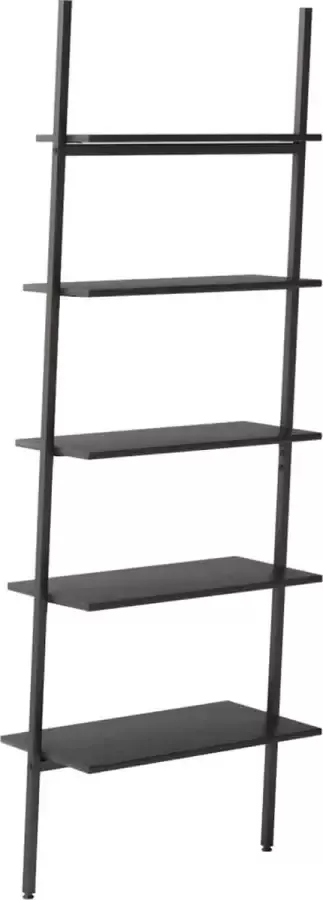 VidaXL -Ladderrek-met-5-schappen-64x34x185 5-cm-zwart - Foto 2