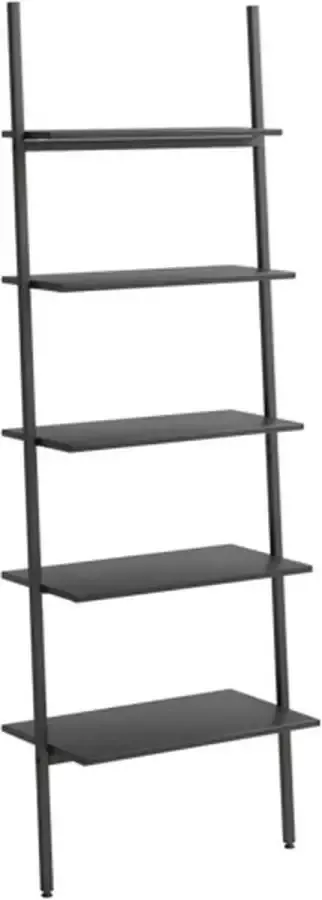 VidaXL -Ladderrek-met-5-schappen-64x34x185 5-cm-zwart - Foto 3