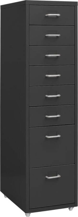 VidaXL Ladeblok Verrijdbaar 28x41x109 cm Antraciet Archiefkaartje Ladenkast Kantoormeubilair Archivage Documenten Opslaan Metaalkasten Zwarte Kasten Robuuste Kasten Mobiele Kasten Multifunctionele Kasten - Foto 2