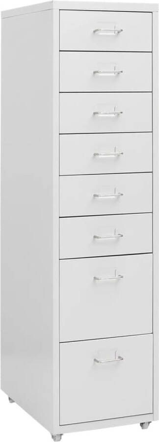 VidaXL Ladeblok Verrijdbaar 8 lades Grijs Metaal Archiefkaartje Ladenkast Documentenstoring Kantooraccessoires Opslagoplossing Filebox Archivage Administratie Organisatie Metaalkasten Grijze Kasten - Foto 2