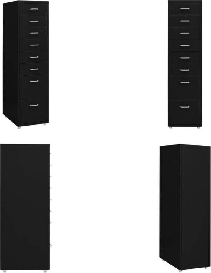 VidaXL Ladeblok verrijdbaar 28x41x109 cm metaal zwart Ladeblok Ladeblokken Ladenblok Ladenblokken