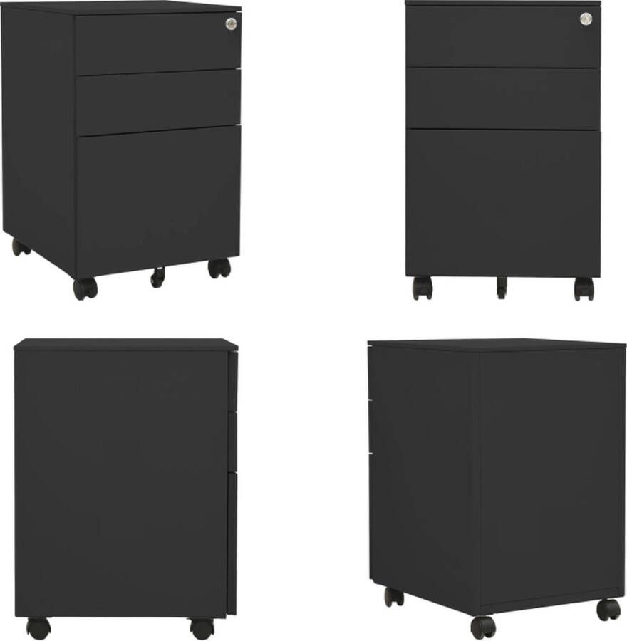 VidaXL Ladeblok verrijdbaar 39x45x60 cm staal antracietkleurig Ladeblok Ladeblokken Ladenblok Ladenblokken