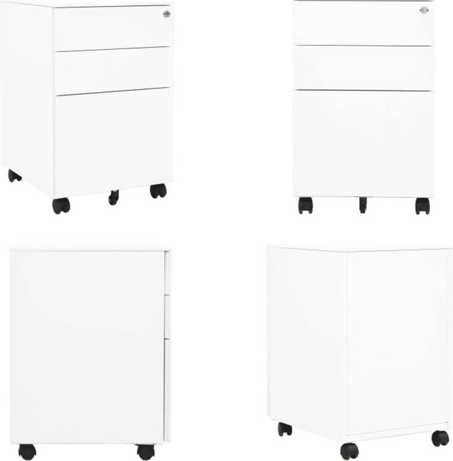 VidaXL Ladeblok verrijdbaar 39x45x60 cm staal wit Ladeblok Ladeblokken Ladenblok Ladenblokken