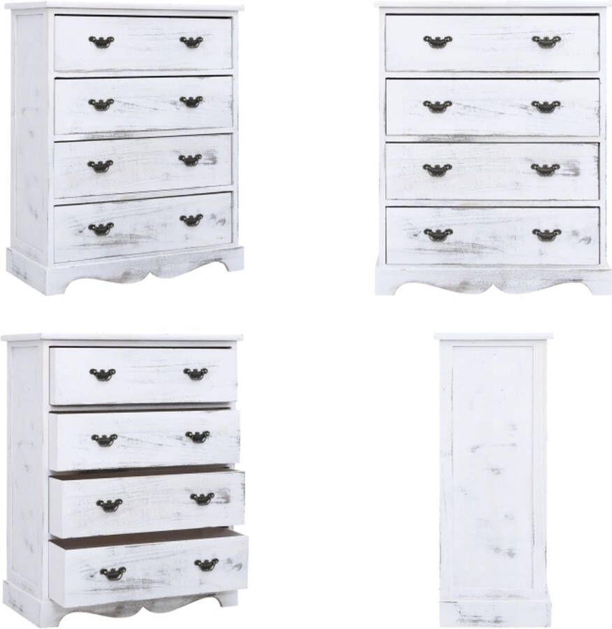 VidaXL Ladekast 60x30x75 cm hout wit Ladekast Ladekasten Dressoir Dressoirs