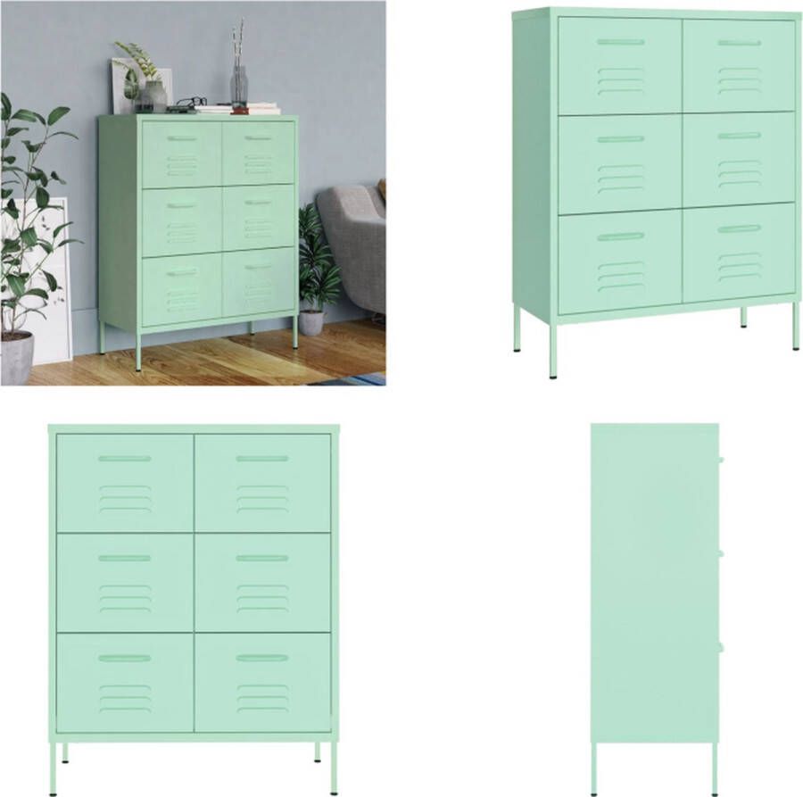 VidaXL Ladekast 80x35x101-5 cm staal mint Opbergkast Opbergkasten Opslagkast Opslagkasten