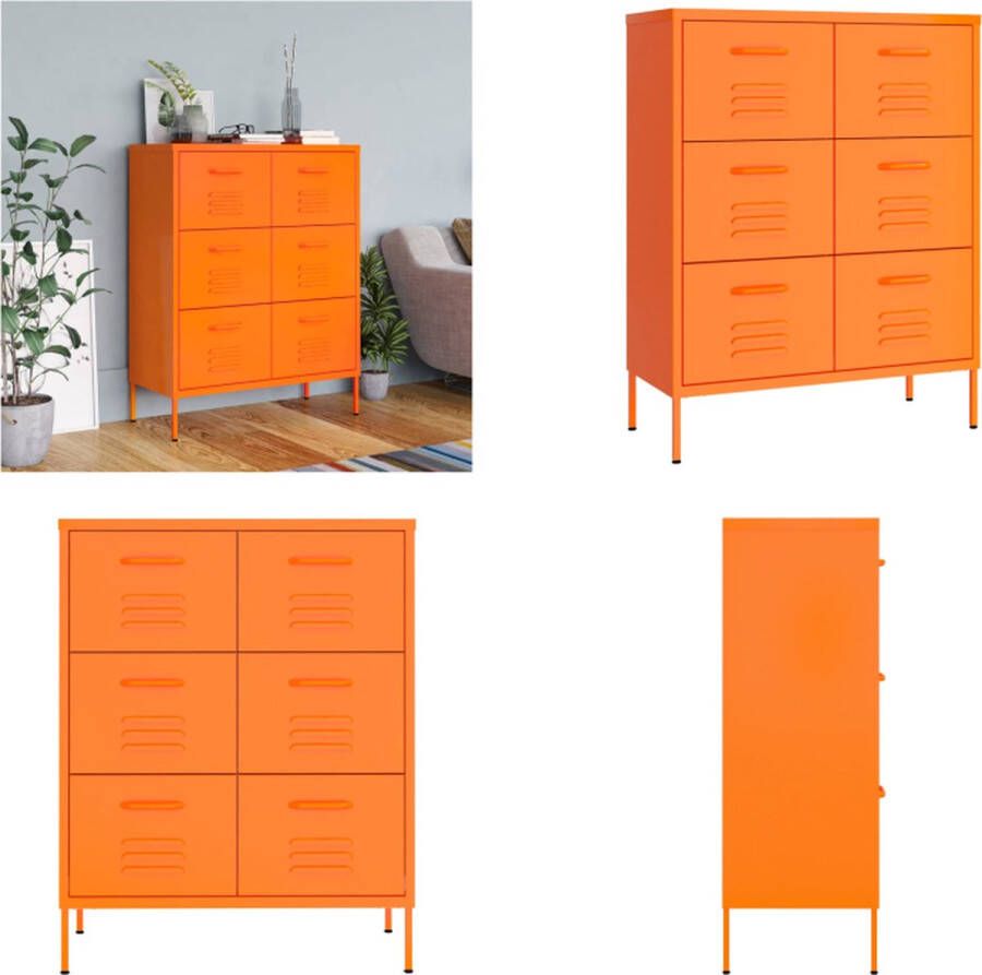 VidaXL Ladekast 80x35x101 5 cm staal oranje Opbergkast Opbergkasten Opslagkast Opslagkasten
