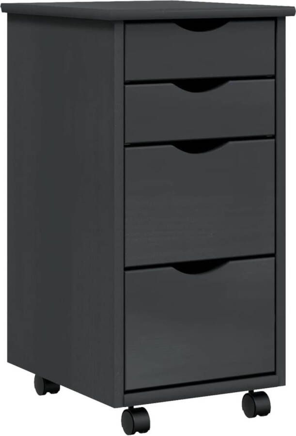 VidaXL Ladekast MOSS 4 Lades Grenenhout Grijs Verrijdbare Ladekast Houten Ladekast Grenoblehouten Ladekast Opbergkast Bureaustool