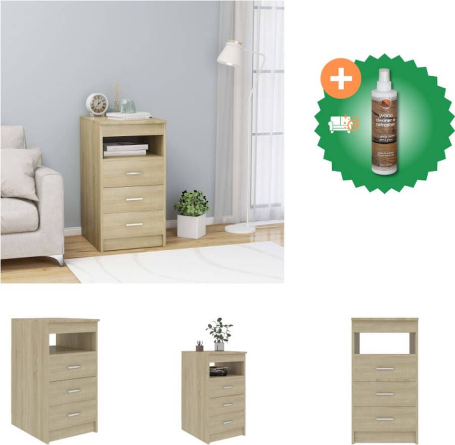 VidaXL Ladekast Sonoma Eiken 40 x 50 x 76 cm Met 3 lades en 1 bovenschap Kast Inclusief Houtreiniger en verfrisser