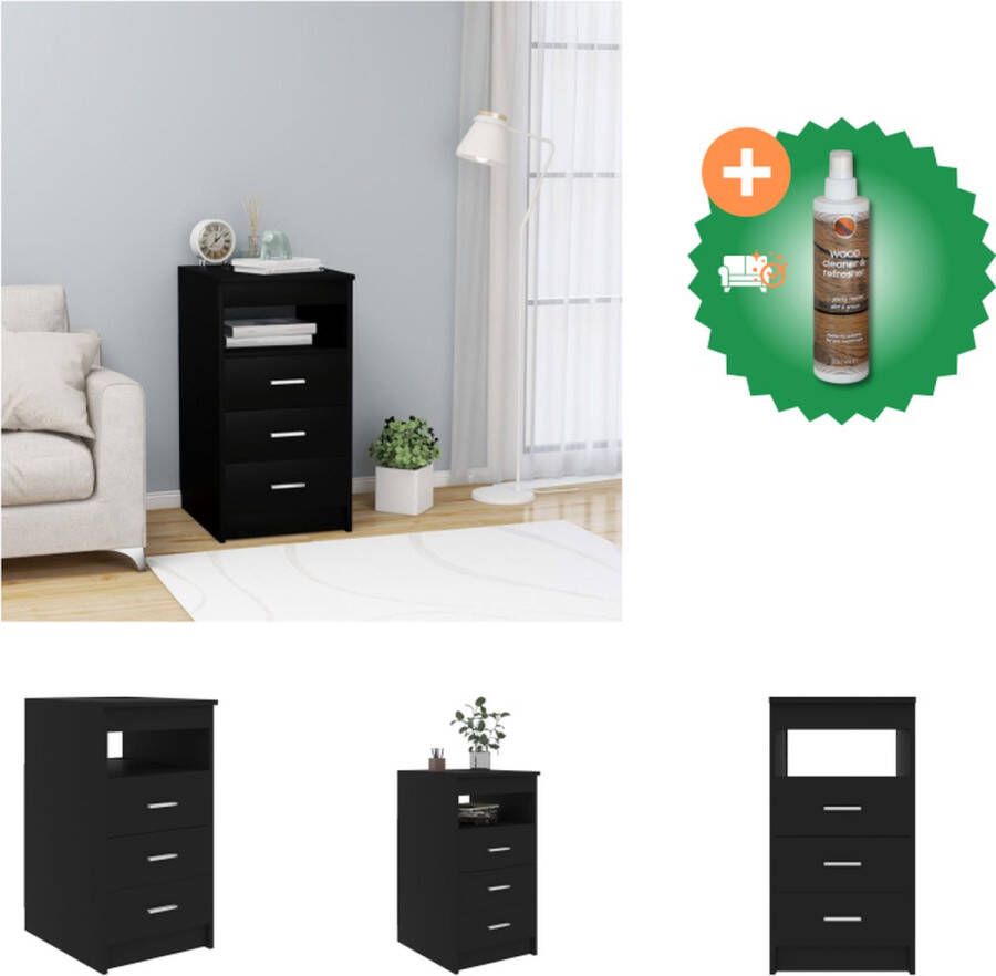 VidaXL Ladekast Zwart 40 x 50 x 76 cm Gemaakt van bewerkt hout Kast Inclusief Houtreiniger en verfrisser