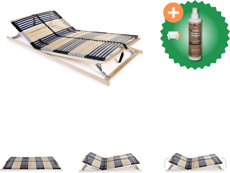 VidaXL Lattenbodem 195 x 120 x 10 cm Massief beukenhouten frame 42 latten Verstelbaar SBS rubberen doppen Bed Inclusief Houtreiniger en verfrisser - Foto 2