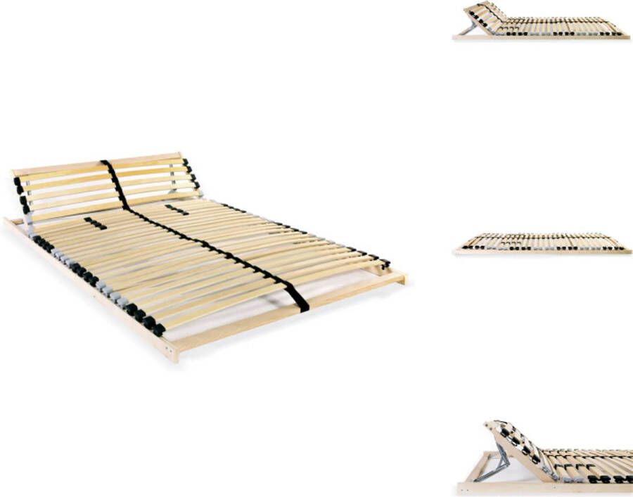 VidaXL Lattenbodem 195 x 140 x 9 cm Massief beukenhouten frame 28 latten Verstelbare stevigheid Inclusief SBS rubberen doppen In hoogte verstelbaar Gemakkelijke montage Bed - Foto 2