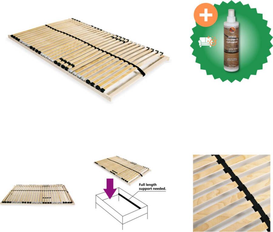 VidaXL Lattenbodem 195 x 140 x 9 cm Massief beukenhouten frame 28 latten Verstelbare stevigheid Inclusief SBS rubberen doppen In hoogte verstelbaar Gemakkelijke montage Bed Inclusief Houtreiniger en verfrisser - Foto 2