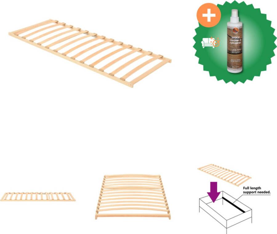 VidaXL Lattenbodem 195 x 70 x 5 cm Massief beukenhout Berkenhout Antraciet Bed Inclusief Houtreiniger en verfrisser