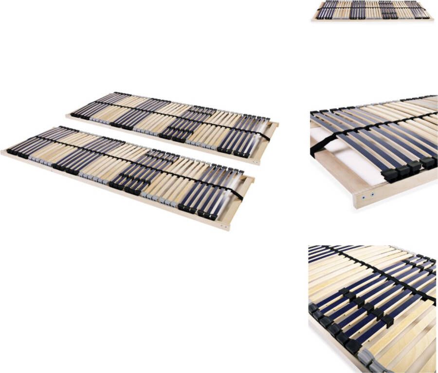 VidaXL Lattenbodem Beukenhouten frame 195x90x10 cm Verstelbaar hoofdgedeelte 42 latten Bed