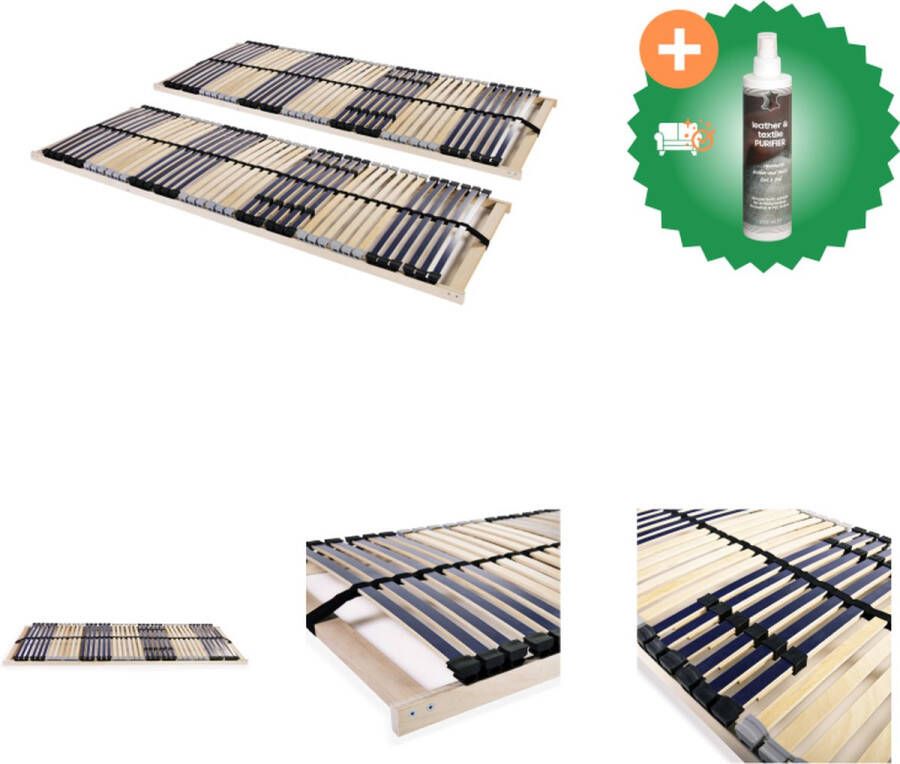 VidaXL Lattenbodem 195 x 90 x 10 cm massief beukenhouten frame 42 latten Bed Inclusief Reiniger