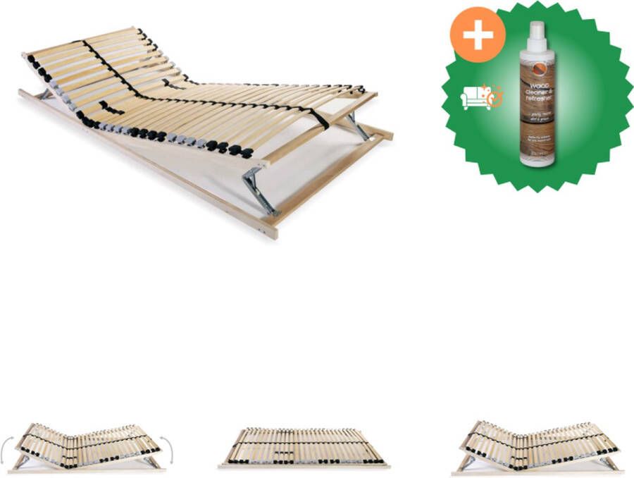 VidaXL Lattenbodem 195 x 90 x 9 cm Massief beukenhouten frame 28 latten Verstelbare stevigheid SBS rubberen doppen Eenvoudig te monteren Bed Inclusief Houtreiniger en verfrisser