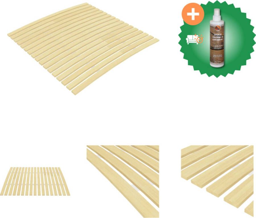 VidaXL Lattenbodem 200x120 cm Massief populierenhout Inklapbaar 12 mm dikke lat Rollatten Geen montage vereist Bed Inclusief Houtreiniger en verfrisser