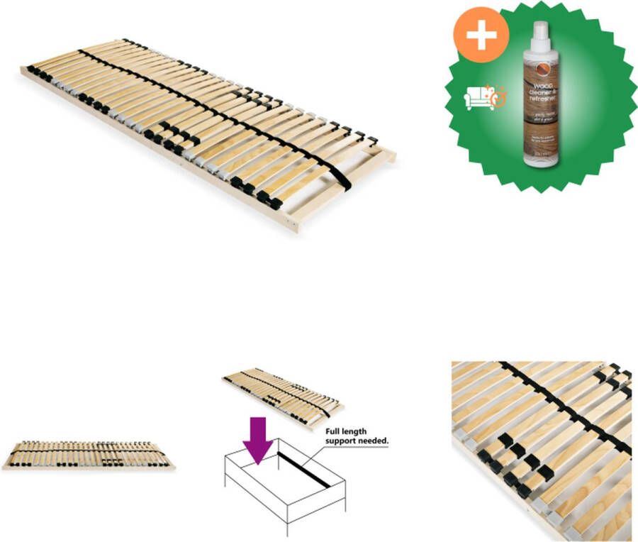 VidaXL Lattenbodem Bedbodem 195 x 80 x 9 cm Massief beukenhouten frame Berkenhouten latten 7 comfortzones Verstelbare stevigheid Eenvoudig te monteren Bed Inclusief Houtreiniger en verfrisser