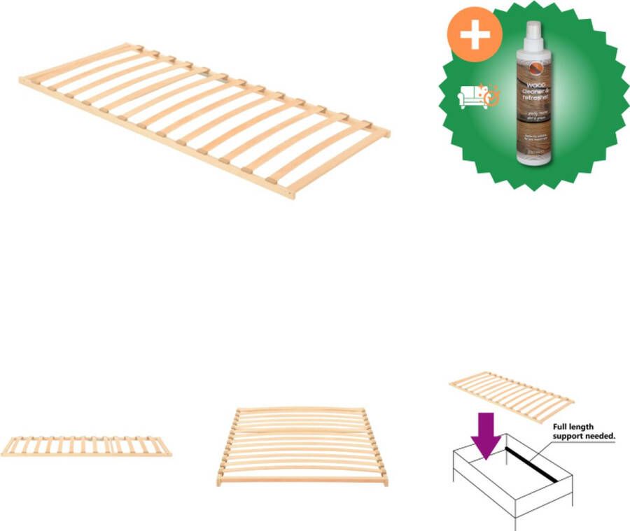 VidaXL Lattenbodem Beukenhout 195x90x5 cm Antraciet Bed Inclusief Houtreiniger en verfrisser